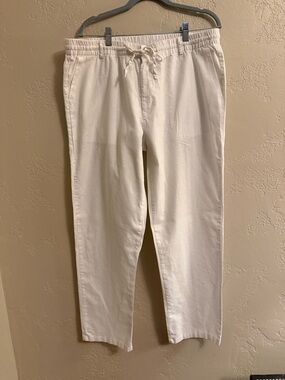 Hat and Beyond White 100% Linen Casual Wide Leg Pants 2X Beach Resort Summer